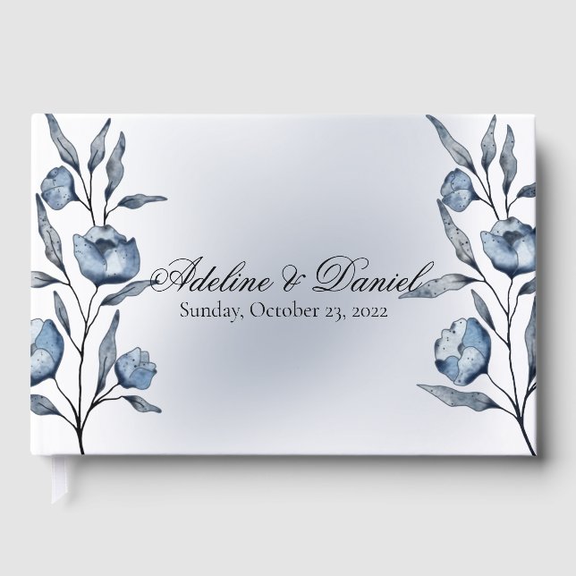Indigo Romance Wedding Guest Book (Front)