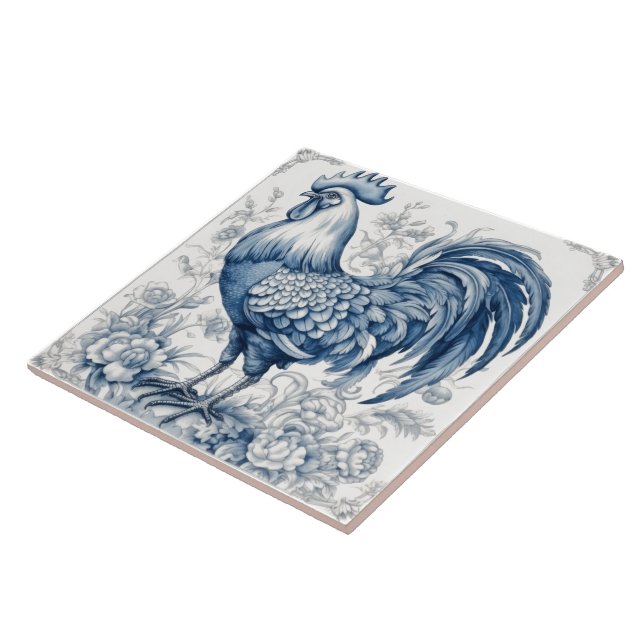 Indigo Rooster Azulejo Tiles (Side)