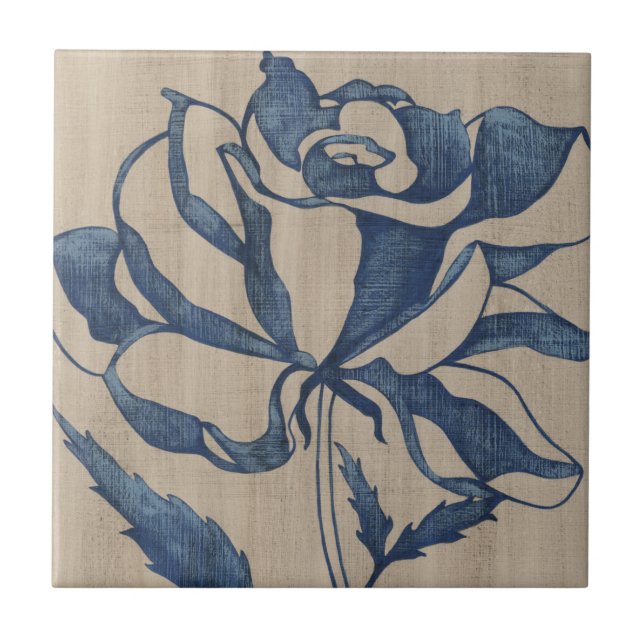 Indigo Rose Ceramic Tile (Front)