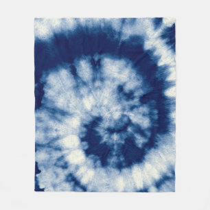Indigo Round. Bohemian Tie Dye. Blue Roll Psychede Fleece Blanket