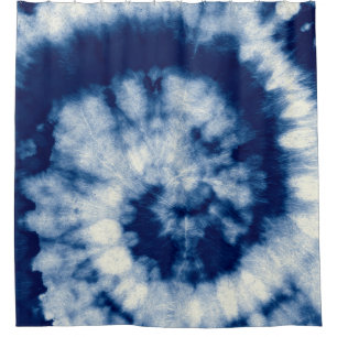 Indigo Round. Bohemian Tie Dye. Blue Roll Psychede Shower Curtain