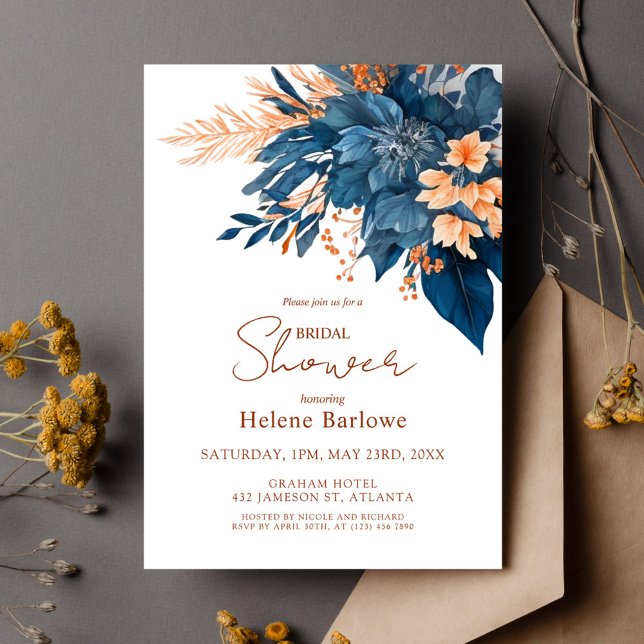 Indigo Rust Wedding Bridal Shower Invitation (Indigo Rust Wedding Bridal Shower Invitation)