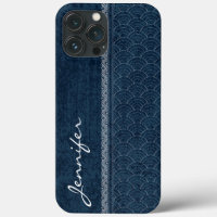 Indigo Sashiko Pattern Japanese Embroidery Name