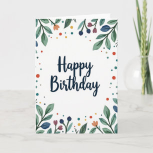 Indigo Script Birthday Card