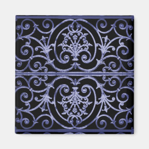 Indigo scrollwork pattern magnet