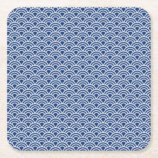Indigo Seigaiha pattern Square Paper Coaster