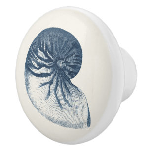 Indigo Shark Eye Seashell Ceramic Knob