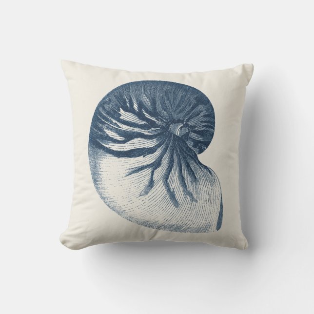 Indigo Shark Eye Seashell Cushion (Front)