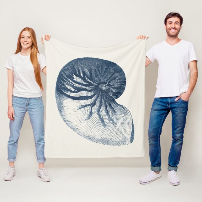 Indigo Shark Eye Seashell Fleece Blanket (In Situ)