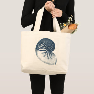Indigo Shark Eye Seashell Large Tote Bag