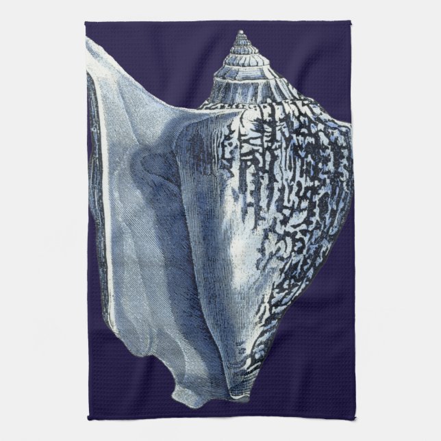 Indigo Shells I Tea Towel (Vertical)