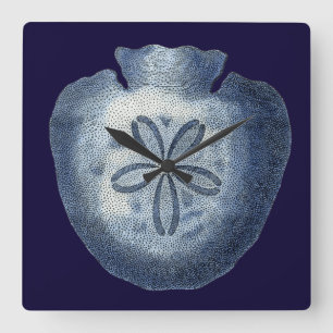 Indigo Shells III Square Wall Clock
