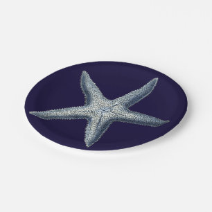 Indigo Shells IV Paper Plate