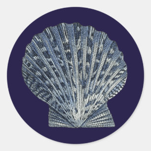 Indigo Shells VIII Classic Round Sticker