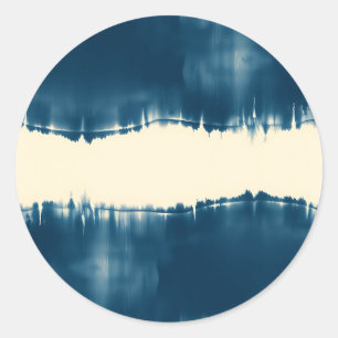 Indigo Shibori Abstract Modern Horizontal Classic Round Sticker