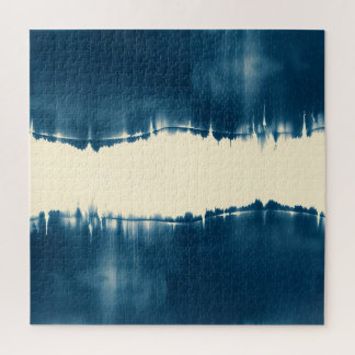 Indigo Shibori Abstract Modern Horizontal Jigsaw Puzzle