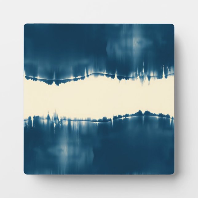 Indigo Shibori Abstract Modern Horizontal Plaque (Front)