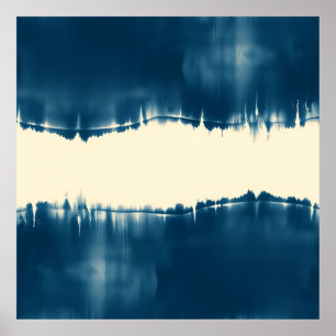 Indigo Shibori Abstract Modern Horizontal Poster