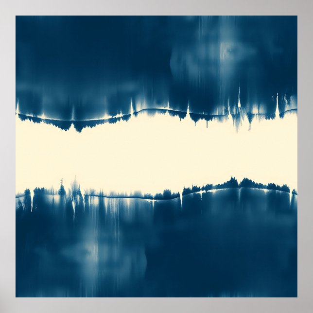 Indigo Shibori Abstract Modern Horizontal Poster (Front)