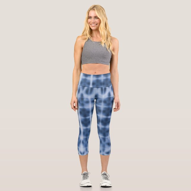 Indigo Shibori Capri Leggings (Front)