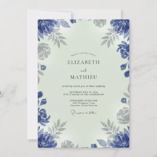 Indigo Silver Foliage Eucalyptus Wedding Invitation