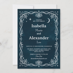 Indigo Silver Ivy Mediaeval Wedding Invitation
