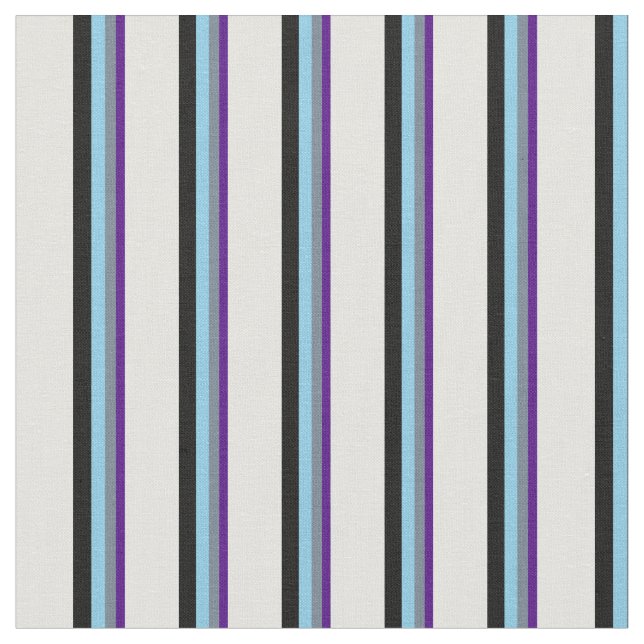 Indigo, Slate Grey, Sky Blue, Black & Light Cyan Fabric (Close Up)