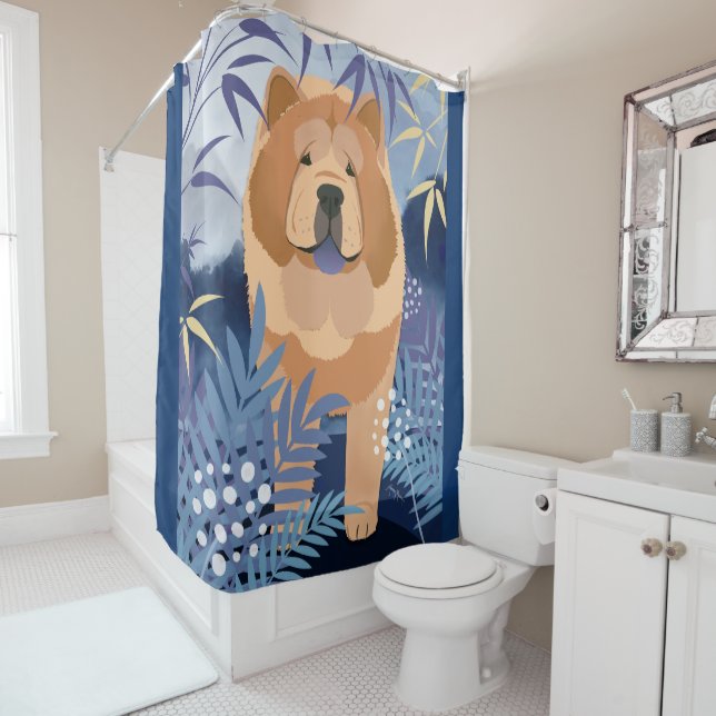 INDIGO smooth chow shower curtain (In Situ)