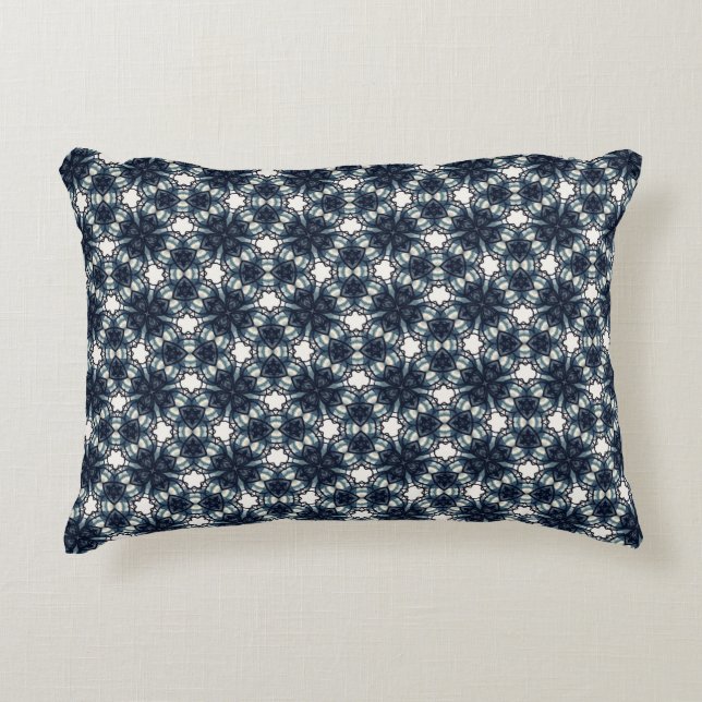 Indigo Snowflower Lattice Decorative Cushion (Front)