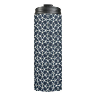 Indigo Snowflower Lattice Thermal Tumbler