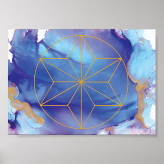 Indigo star / crystalgrid template poster