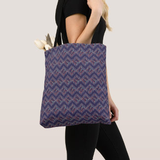 Indigo Stitched Diamonds Tote Bag