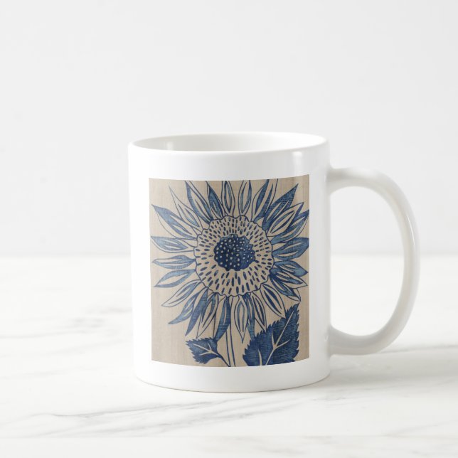 Indigo Sunflower Coffee Mug (Right)