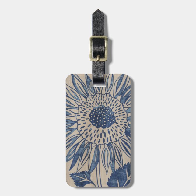 Indigo Sunflower Luggage Tag (Front Vertical)