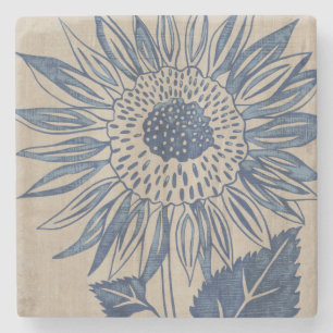 Indigo Sunflower Stone Coaster
