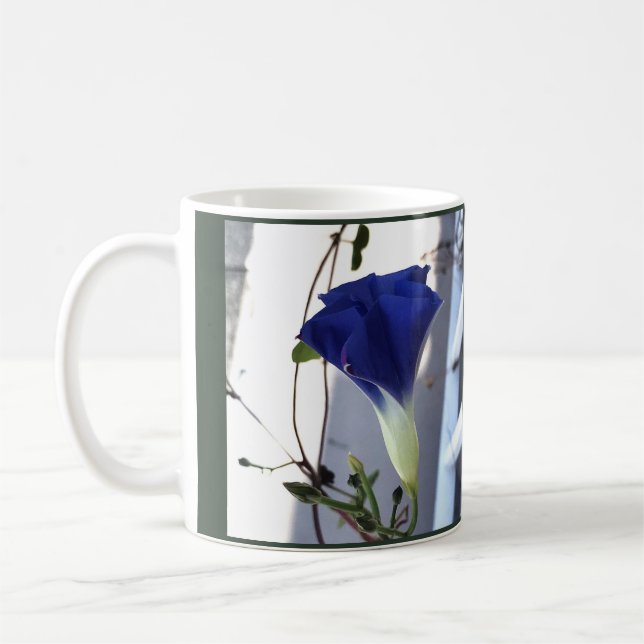 Indigo Swirl Morning Glory Coffee Mug (Left)