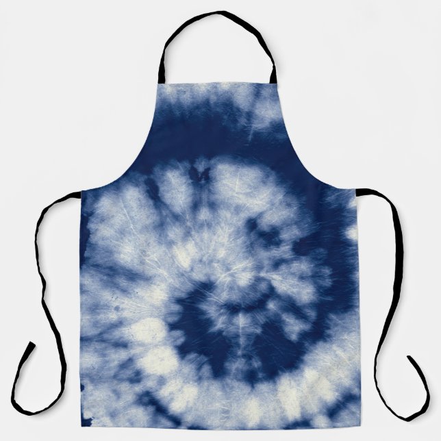 Indigo swirl, tie-dye, bohemian. apron (Front)
