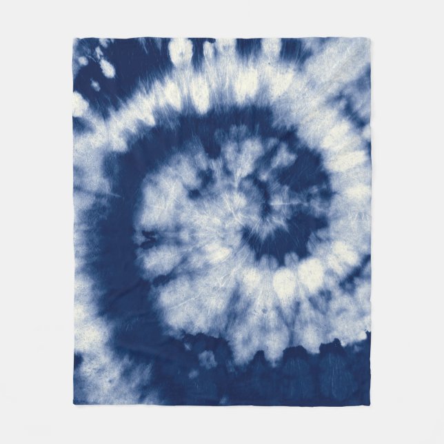 Indigo swirl, tie-dye, bohemian. fleece blanket (Front)