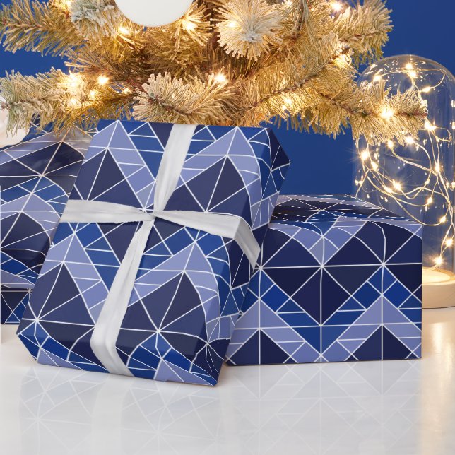 Indigo Tangram Wrapping Paper (Holidays)