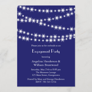 Indigo Twinkle Lights Engagement Invitation