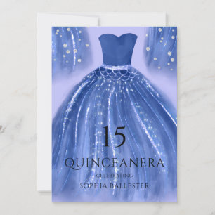Indigo Under The Sea Mermaid Dress Quinceanera Invitation