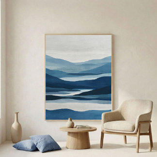 Indigo Valley Layers Abstract Wall Art