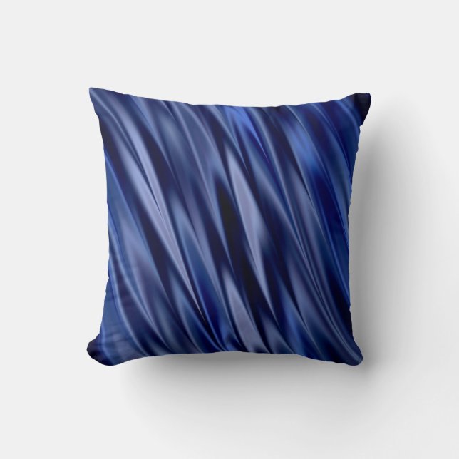 Indigo & violet blue satin style stripes cushion (Front)