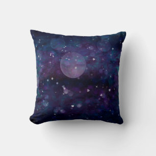 Indigo Violet Pretty Sparkle Lights Hearts & Stars Cushion