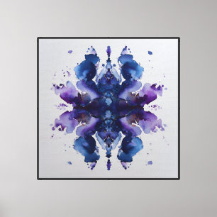 Indigo Violet Symmetrical Watercolor Mandala Canvas Print