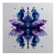 Indigo Violet Symmetrical Watercolor Mandala