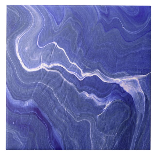 Indigo Violet Very Peri Agate Marble Abstraction Ceramic Tile (Front)