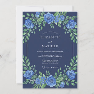 Indigo Vivid Floral Wedding Invitation