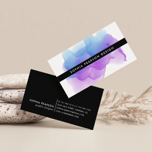 Indigo Watercolor Blot Business Card