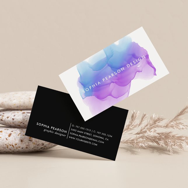 Indigo Watercolor Blot Business Card (Creator Uploaded)